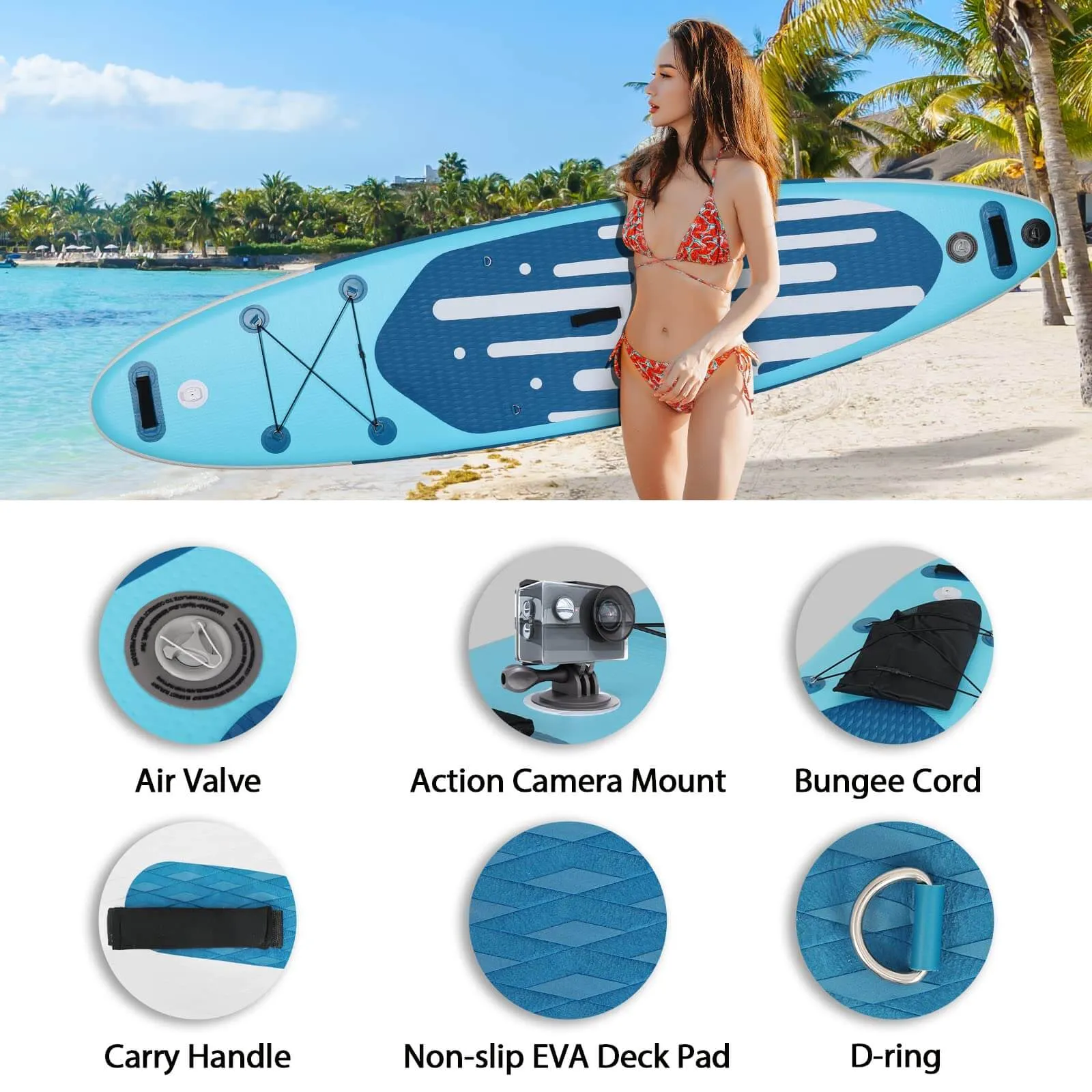 11 Ft Inflatable Stand Up Paddle Board with Kayak Seat Backpack,Blue