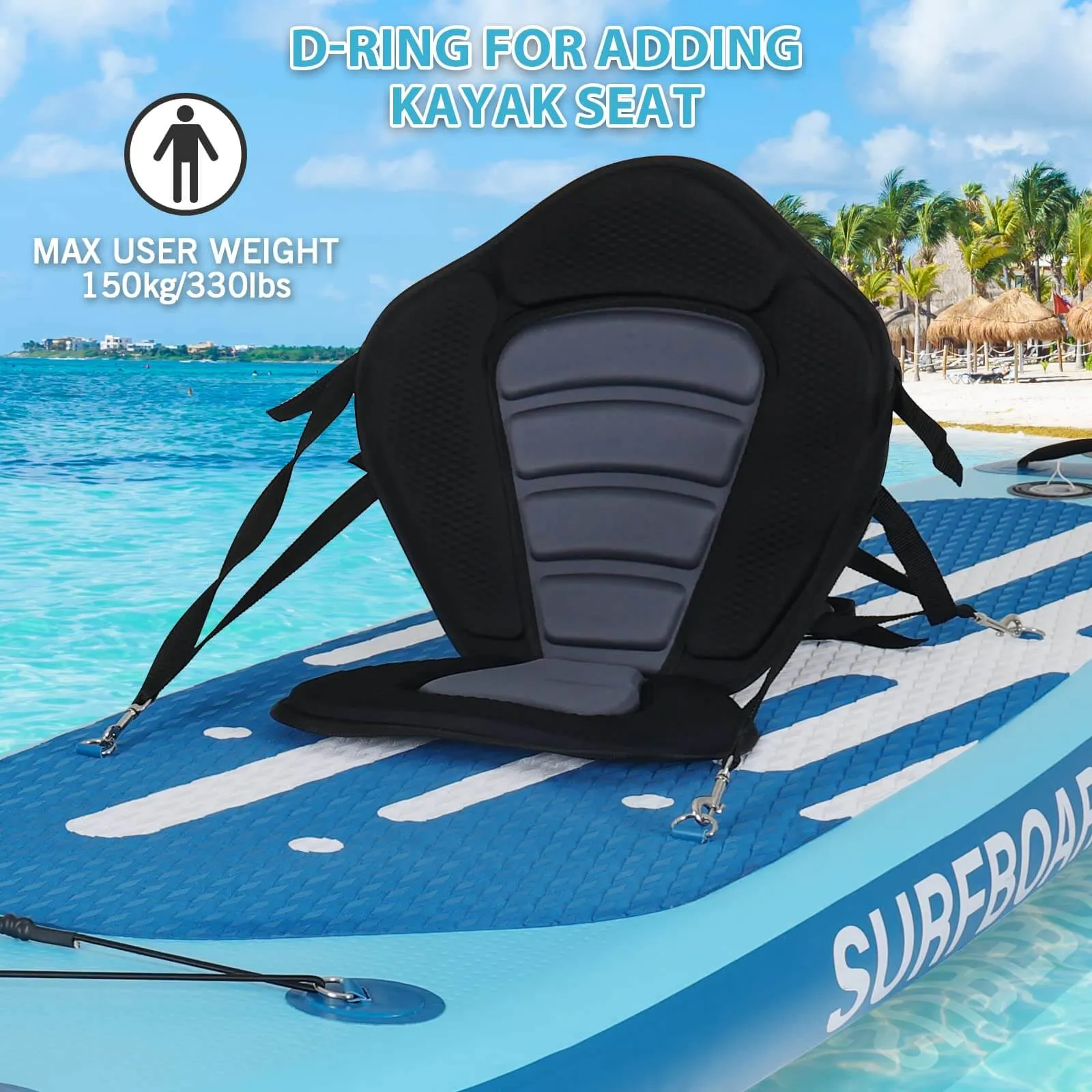 11 Ft Inflatable Stand Up Paddle Board with Kayak Seat Backpack,Blue