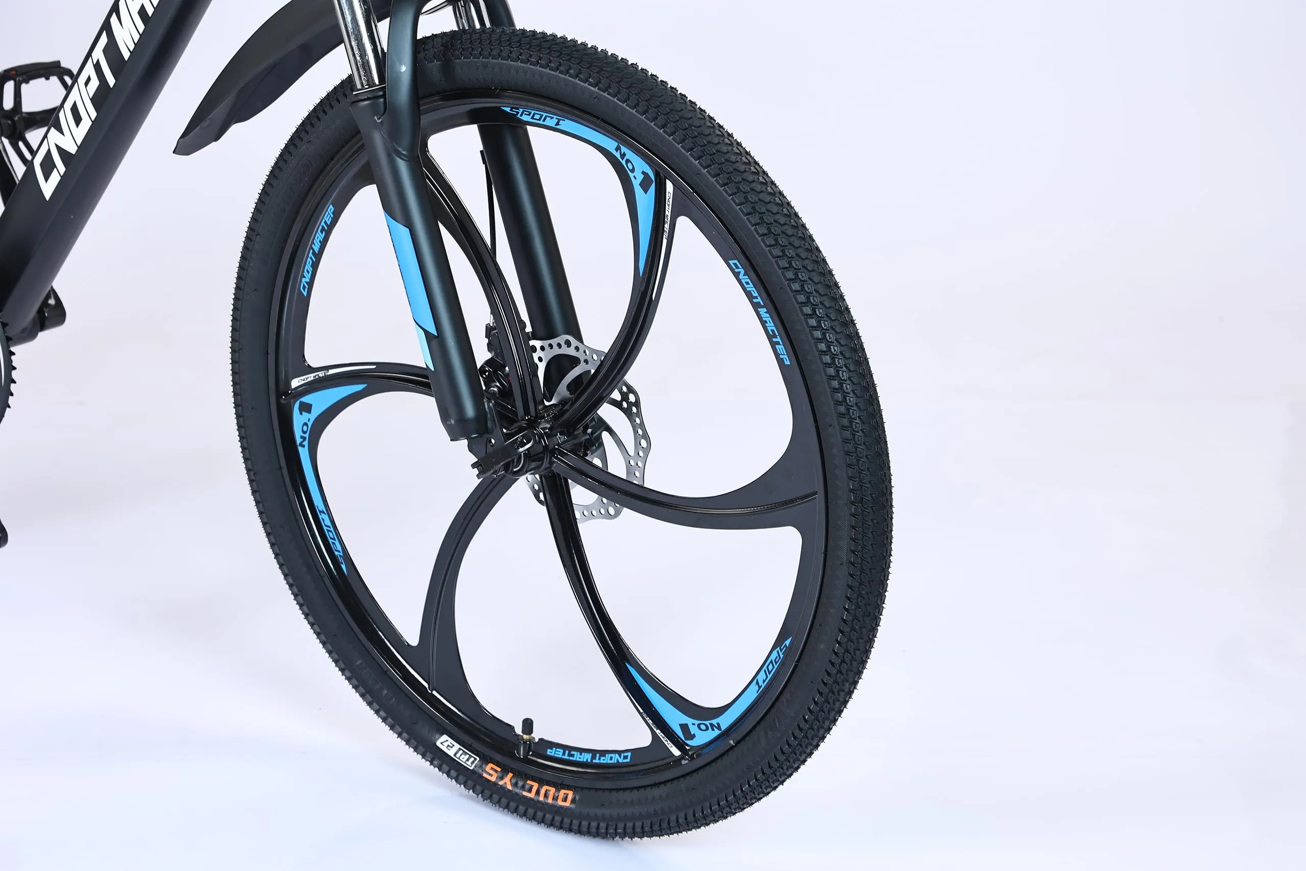 CNOPT MACTEP Mountain Bike, 26 Inch Mountain Bike Unisex 21 Speed Full Suspension Bike With Dual Disc Brake,Alloy OPC Wheels,Mudguards for Adults Bikes, Black blue