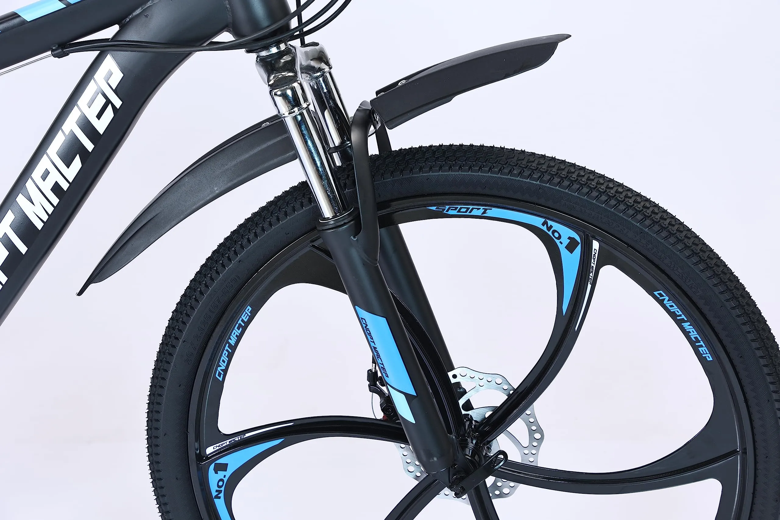 CNOPT MACTEP Mountain Bike, 26 Inch Mountain Bike Unisex 21 Speed Full Suspension Bike With Dual Disc Brake,Alloy OPC Wheels,Mudguards for Adults Bikes, Black blue