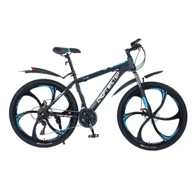 CNOPT MACTEP Mountain Bike, 26 Inch Mountain Bike Unisex 21 Speed Full Suspension Bike With Dual Disc Brake,Alloy OPC Wheels,Mudguards for Adults Bikes, Black blue