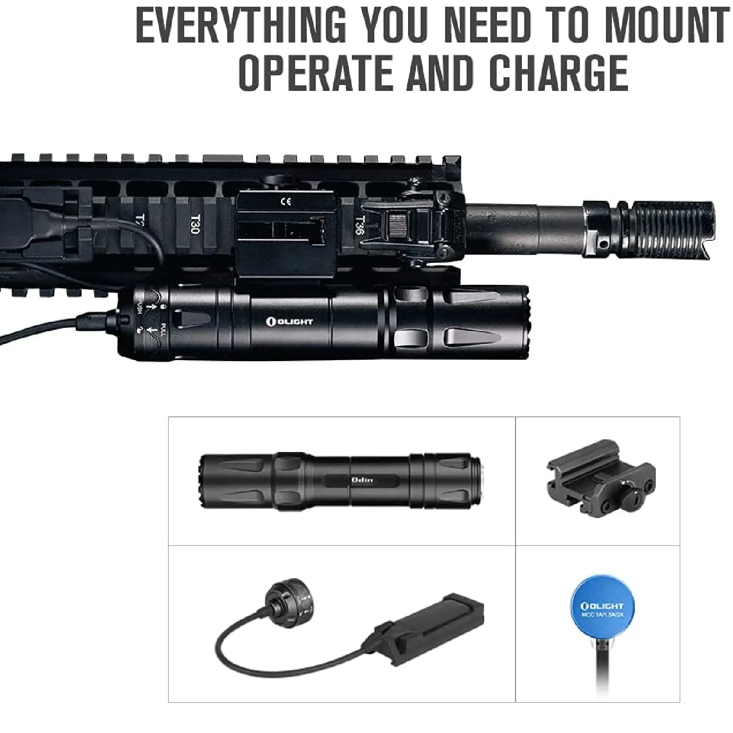 OLIGHT Odin 2000 Lumens Picatinny Rail Mounted Rechargeable Tactical Flashlight