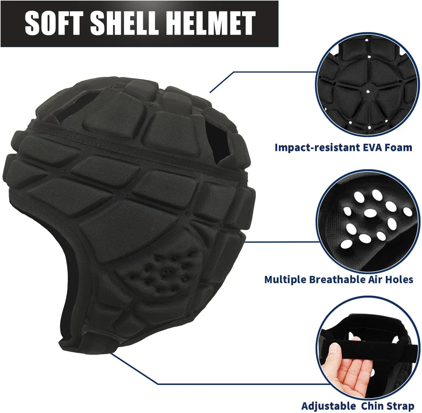 Soft Shell Flag Football Helmet 7v7 Padded Helmet Rugby Headguards for Youth Kids Adults